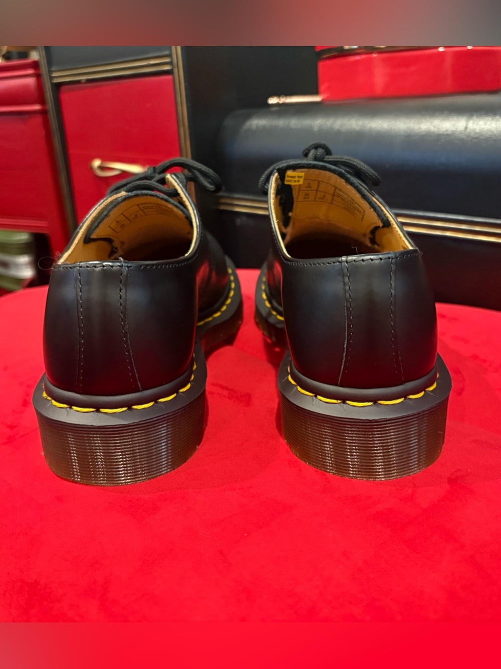 Dr. Martens Black 3-Eye Oxford with Yellow Stitching - Picture 4 of 7